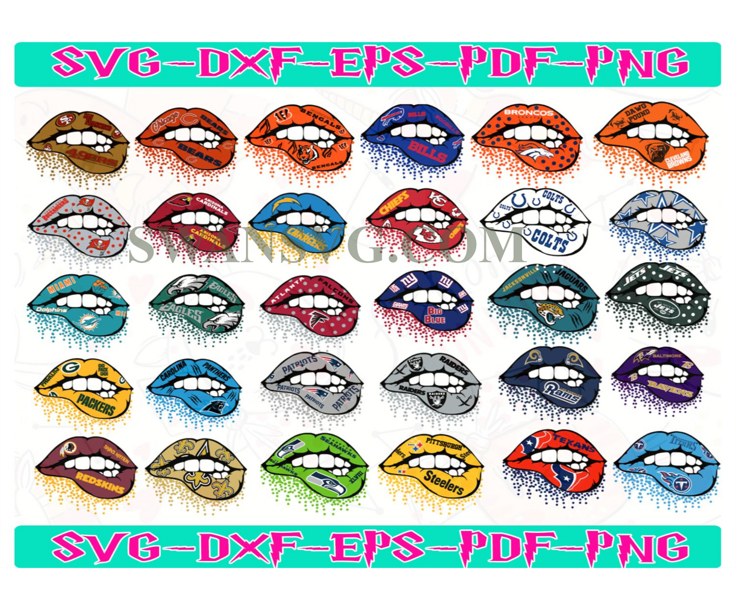 All Teams NFL Lips Svg, Bundles Sport Svg, Sport Svg, Super Bowl