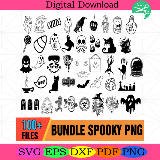 Spooky Halloween Png Bundle, Halloween Png, Ghost Png, Boo Png