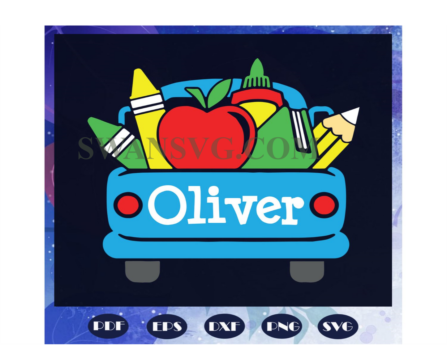 Oliver back to school, 100th Days svg, Back To School, Truck Svg