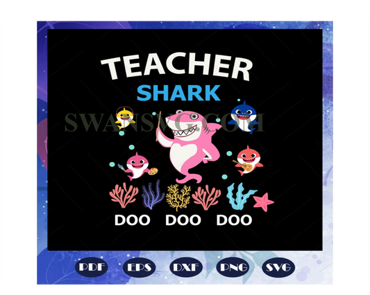 Teacher shark doo doo doo svg, teacher day svg, teacher svg, teacher