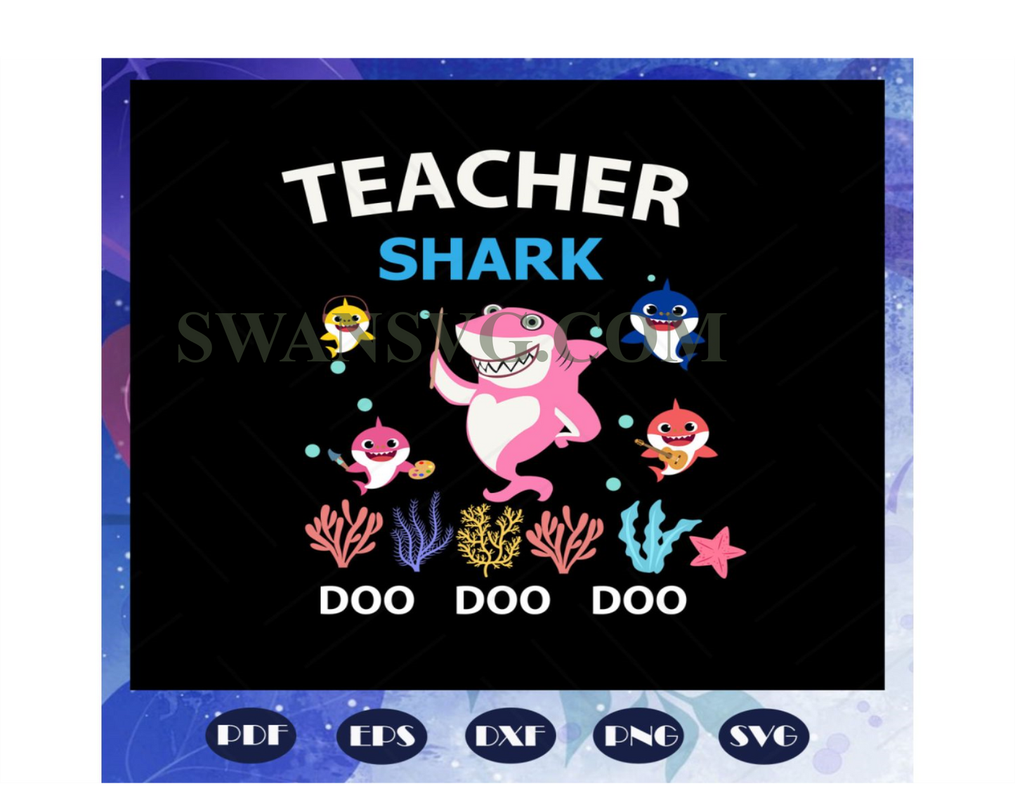 Teacher shark doo doo doo svg, teacher day svg, teacher svg, teacher