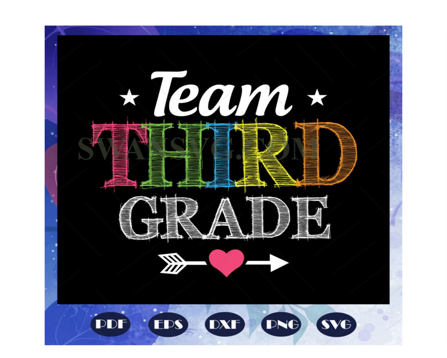 Team third grade, 3rd grade svg, back to school, first day of school