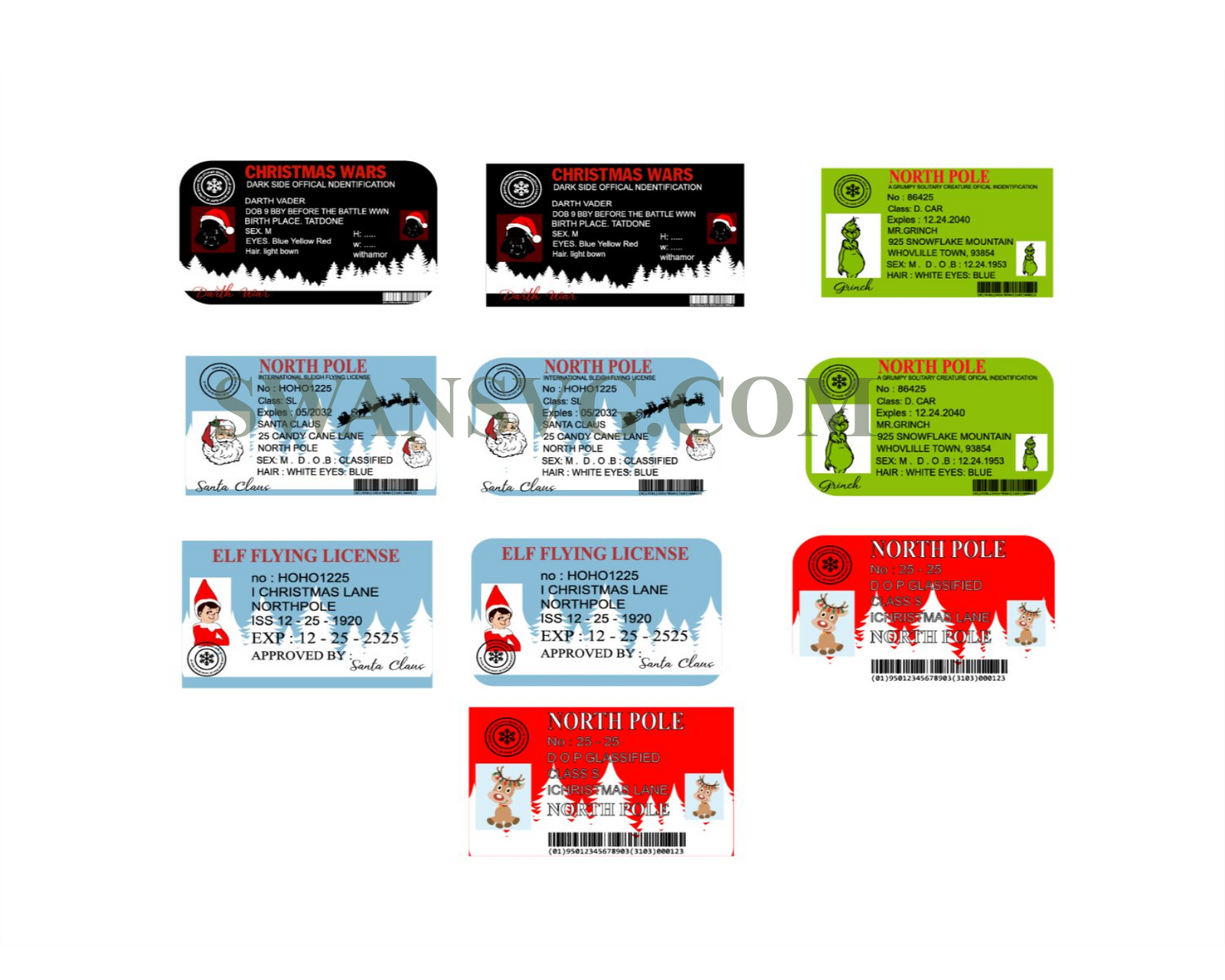 4 License Bundle Deal Santa Claus License png, Reindeer id, Grinch svg