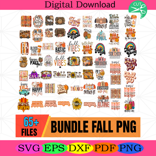 Hello Fall Png Bundle, Autumn Png, Fall Saying Png, Harvest Png