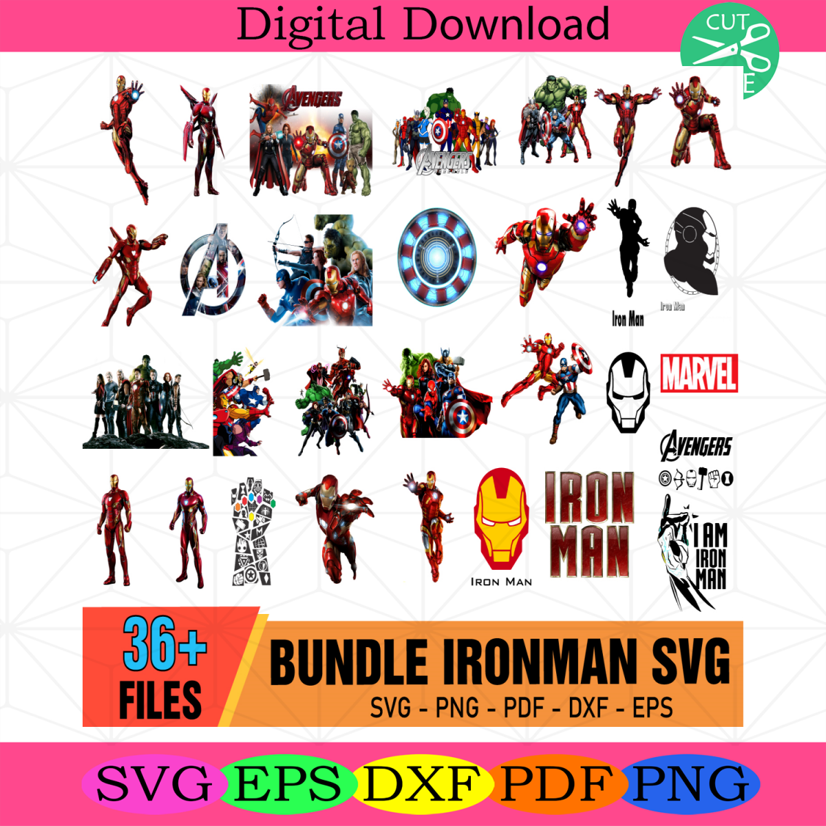 Iron Man SVG Bundle, Marvel SVG Bundle, Superhero Bundle, Avengers