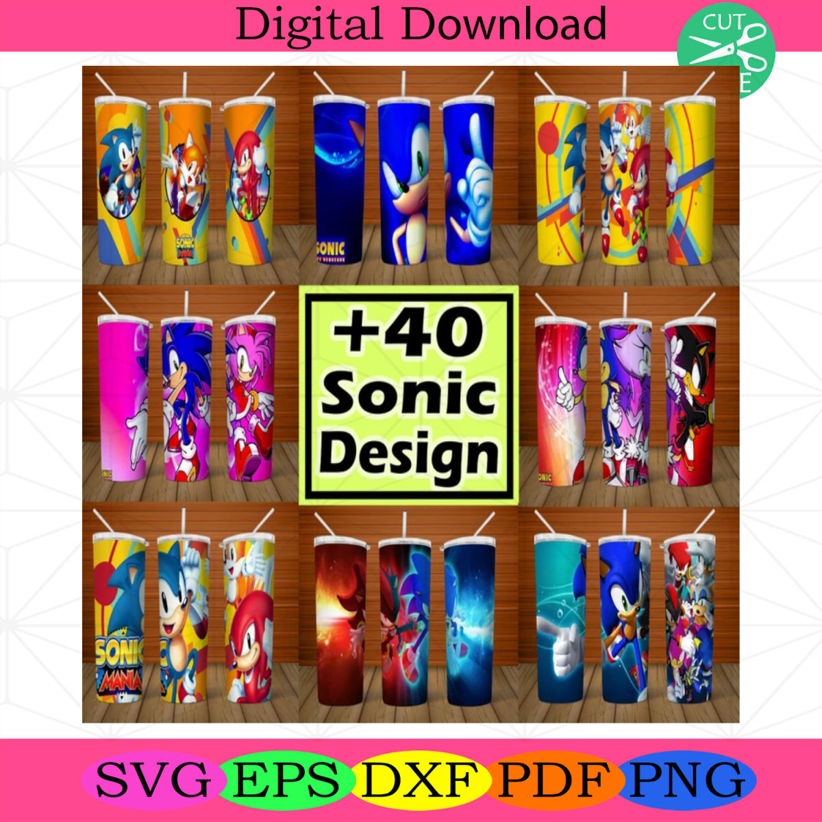 Sonic Tumbler Wrap Design Bundle, 20z Skinny Tumbler Sublimation, Kids