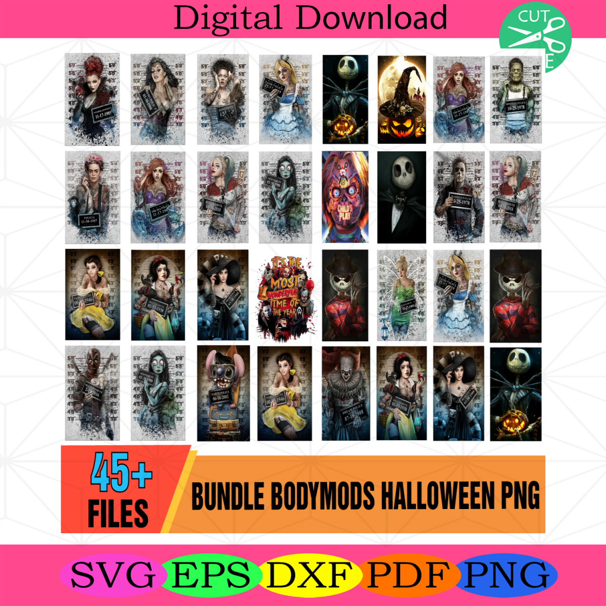 Bodymods Halloween Png Bundle, Horror Halloween Png, Horror