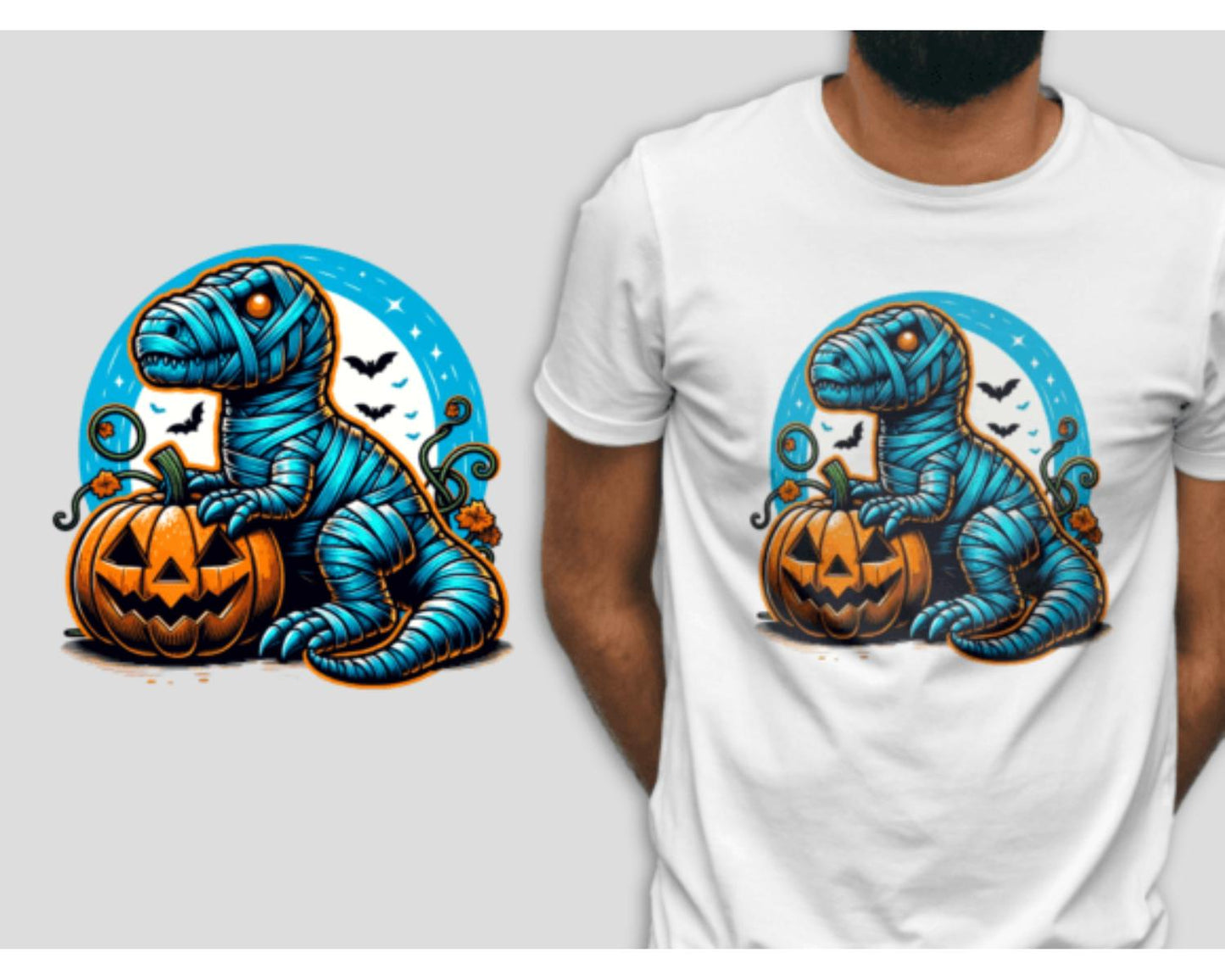 Dinosoure Mummy Hallowen Illustration