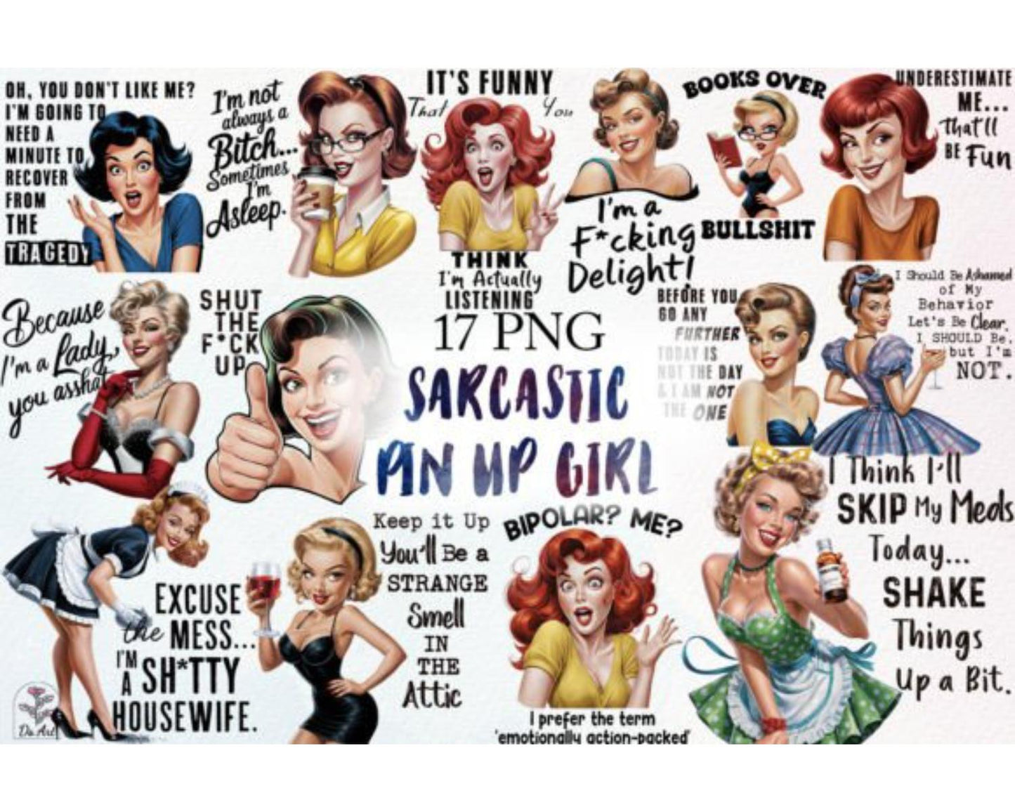 Sarcastic Pin up Girl Sublimation Bundle