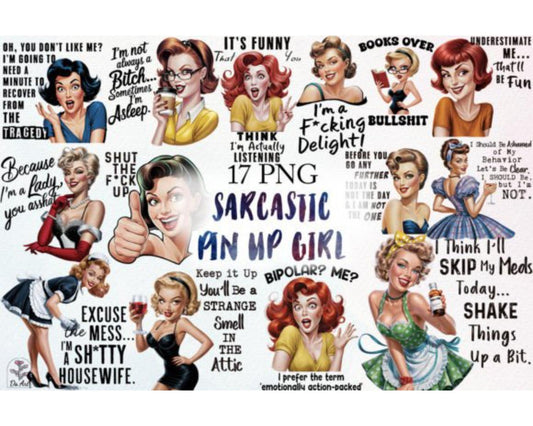 Sarcastic Pin up Girl Sublimation Bundle