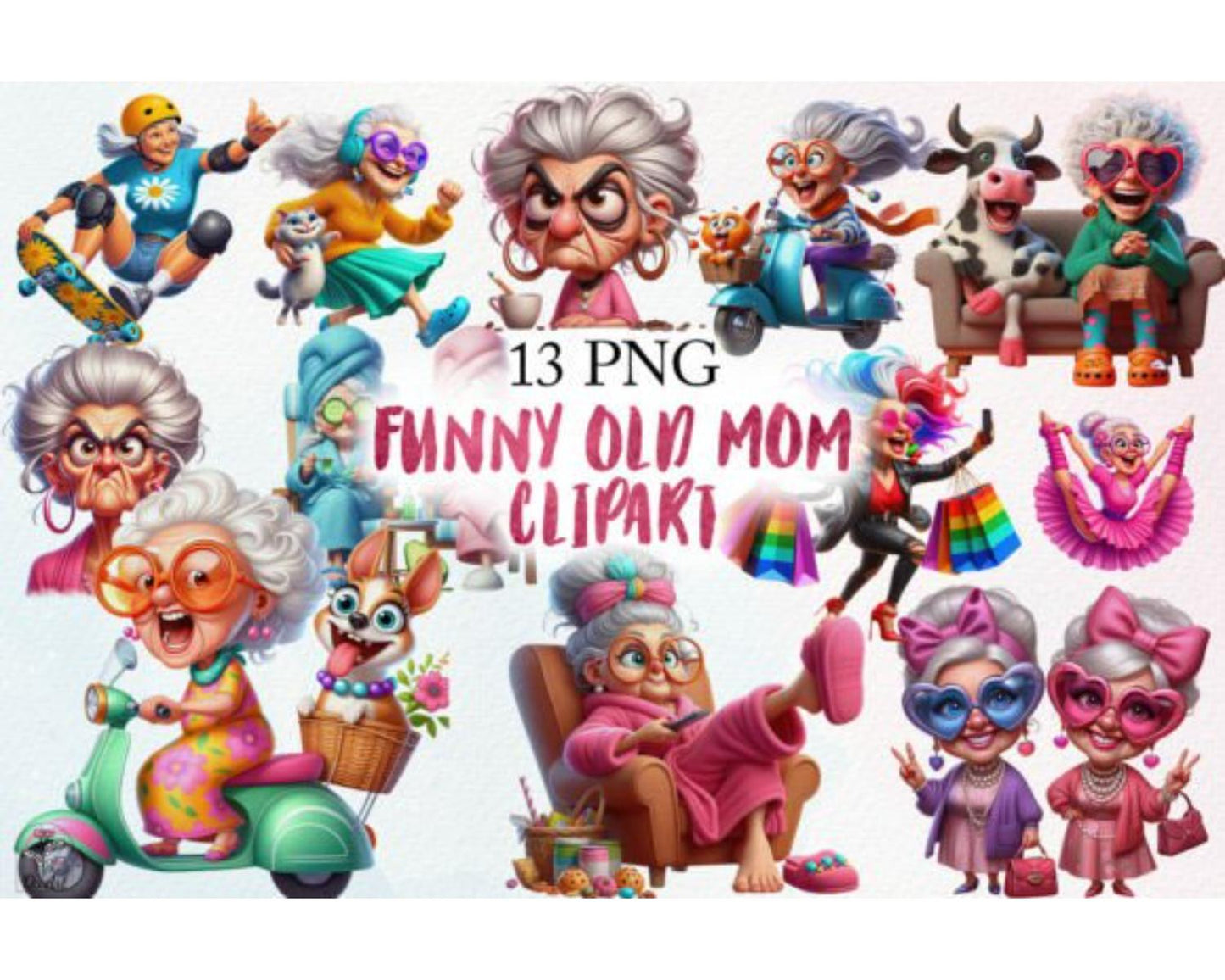 Funny Old Mom Sublimation Clipart