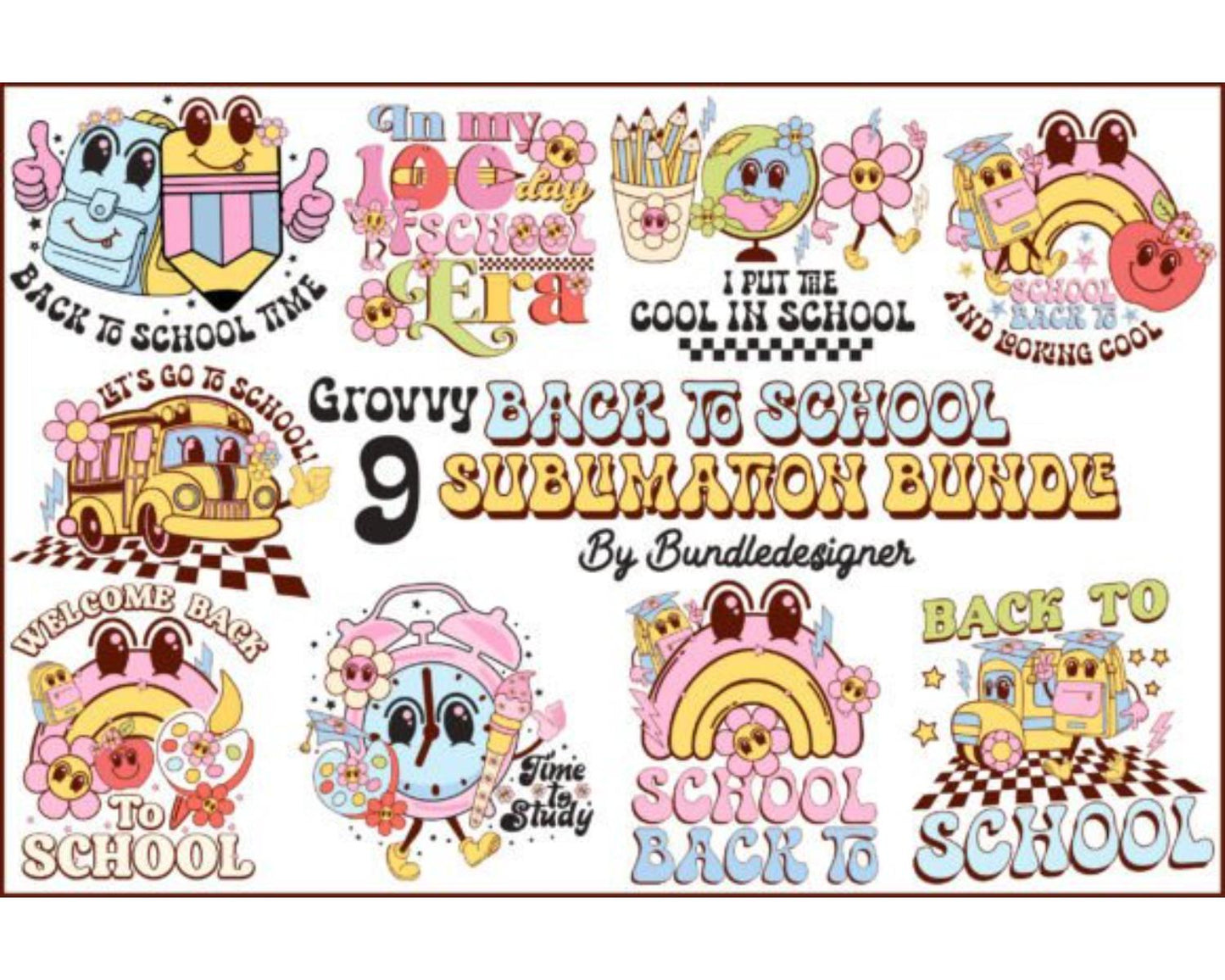 Groovy Back to School Png Bundle Design