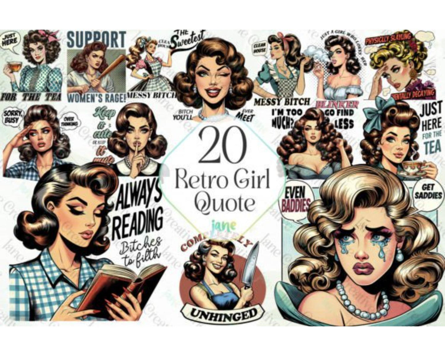 Retro Girl Quotes Sublimation Clipart