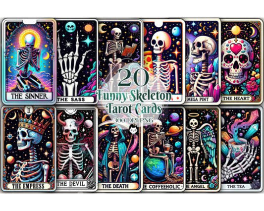 Funny Skeleton Tarot Cards Sublimation