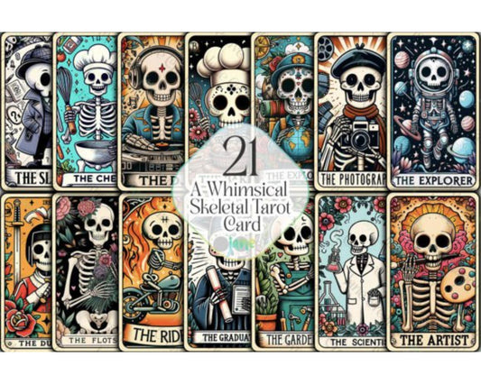 Whimsical Skeletal Tarot Card Clipart