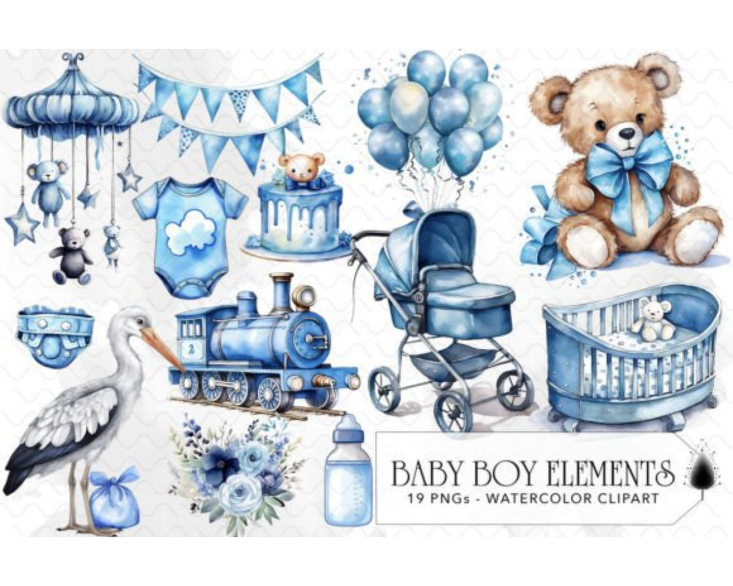 Baby Boy Elements Sublimation Clipart