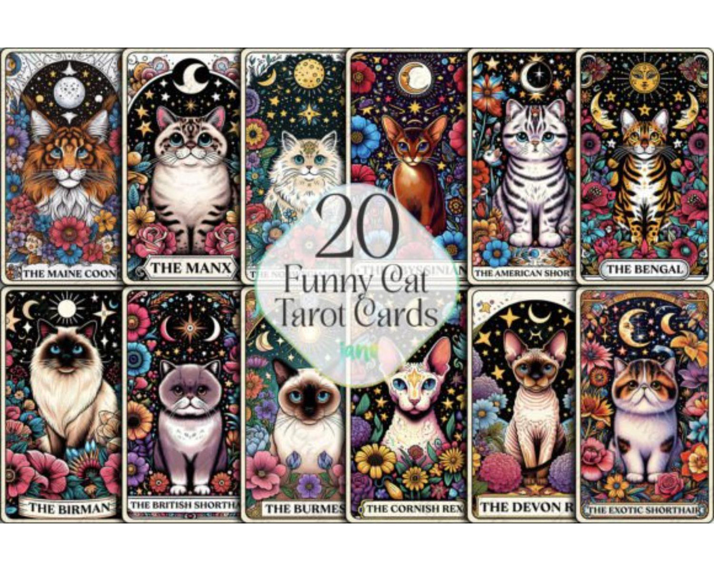 Funny Cat Tarot Cards Sublimation