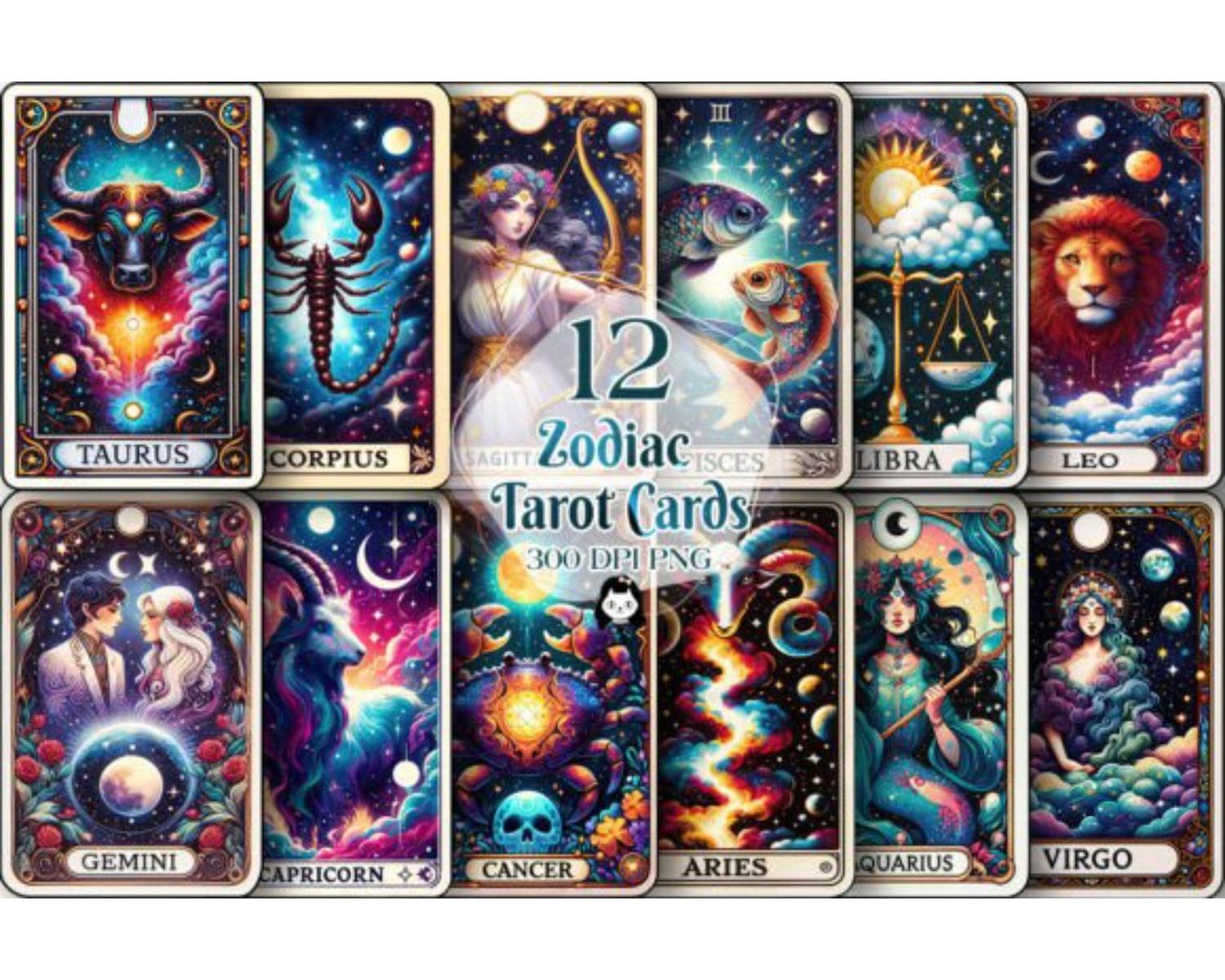 Zodiac Sign Tarot Cards Sublimation