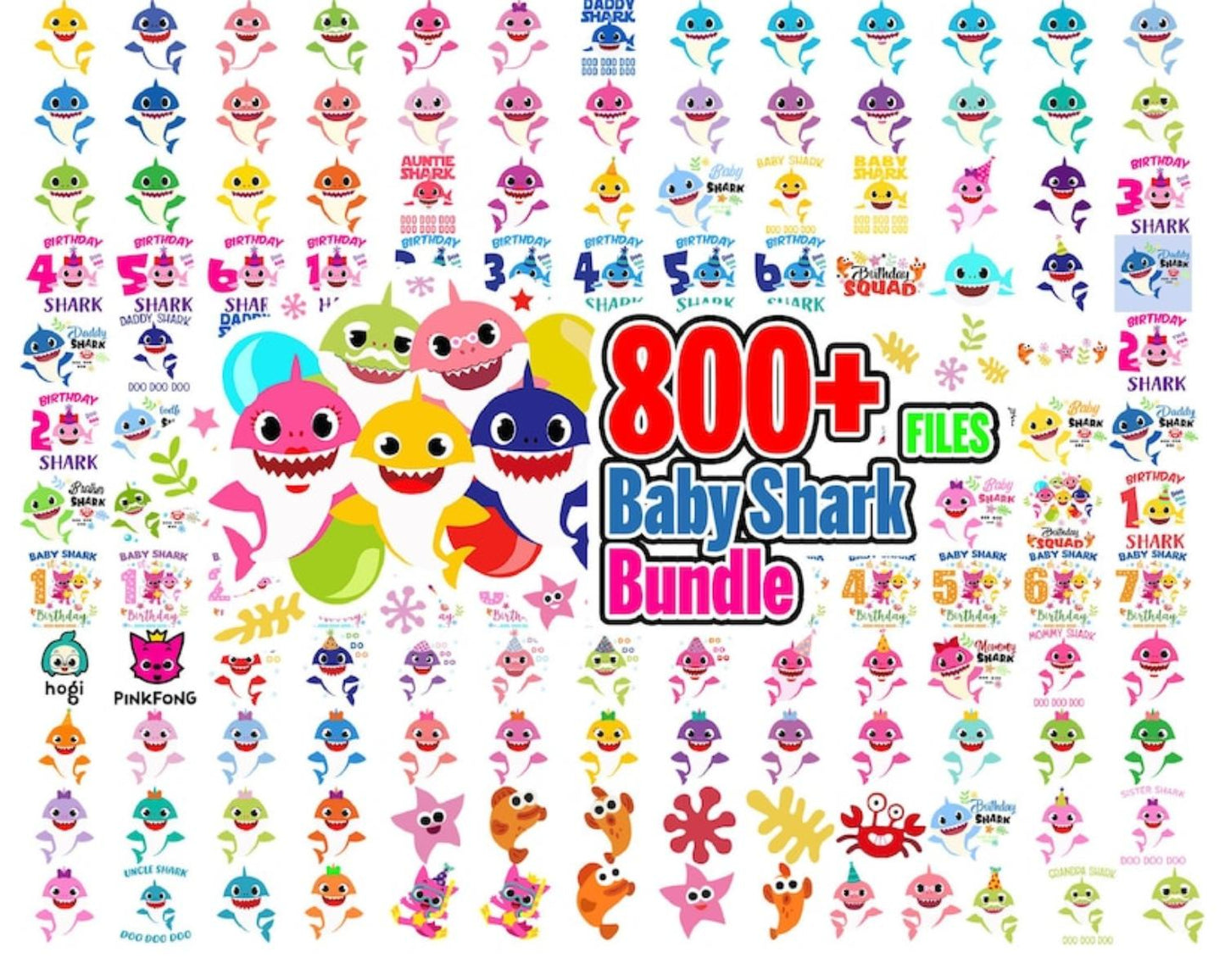 800 Files Baby Shark Bundle, Baby Shark Svg