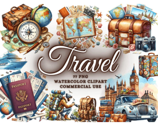 Watercolor Travel Clipart Landmarks Png