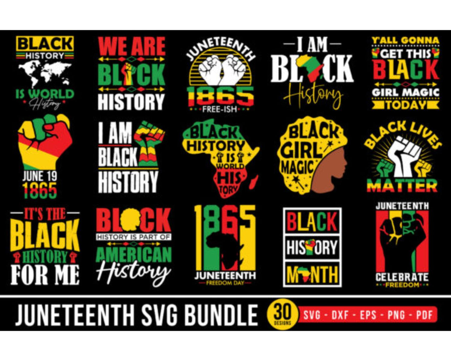 Juneteenth SVG Bundle, 30 Designs