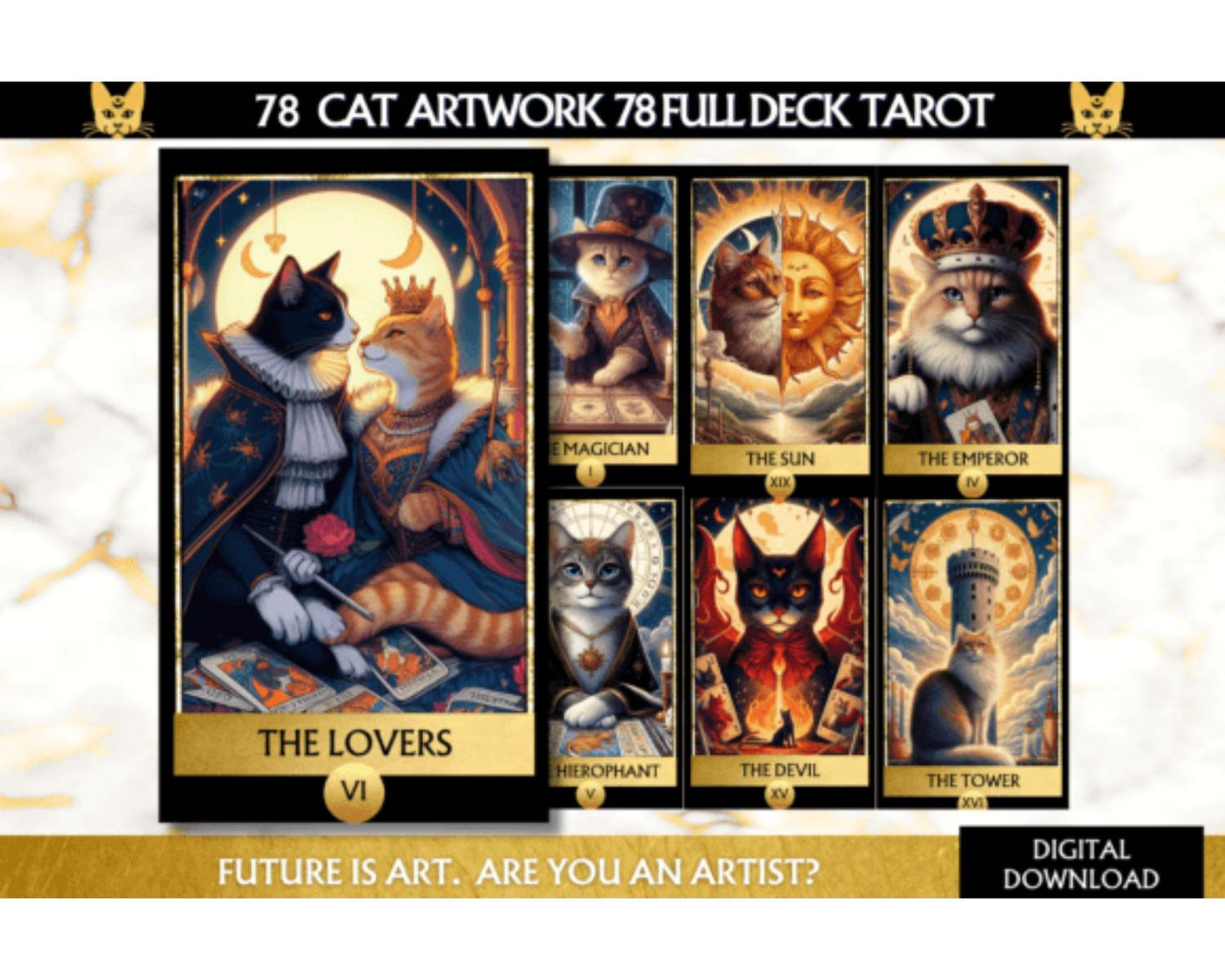 Cat Tarot Cards Cat Lover Cat Clipart