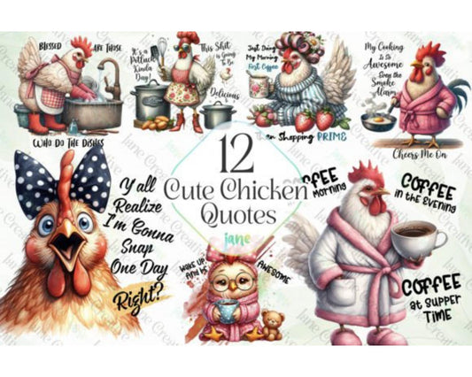 Cute Chicken Quotes Sublimation Clipart