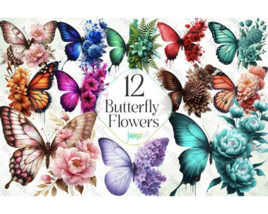 Butterfly Flowers Sublimation Clipart