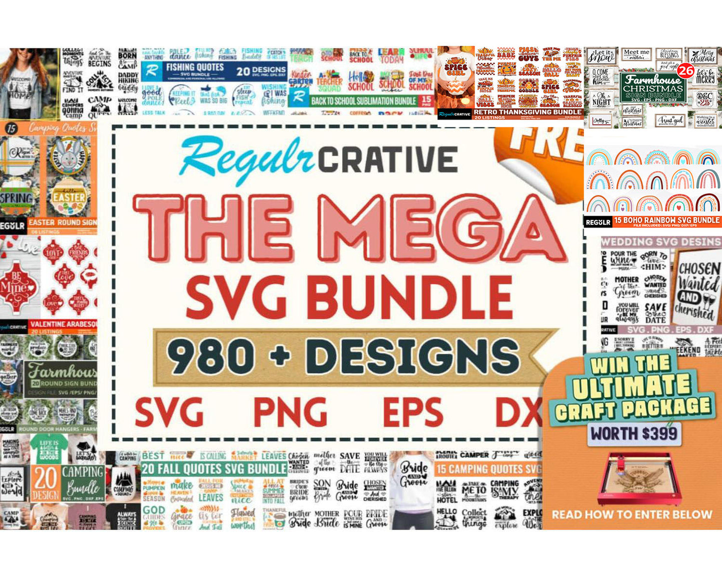 Mega SVG Bundle, Farmhouse, Boho Rainbow, Thanksgiving, Back to School