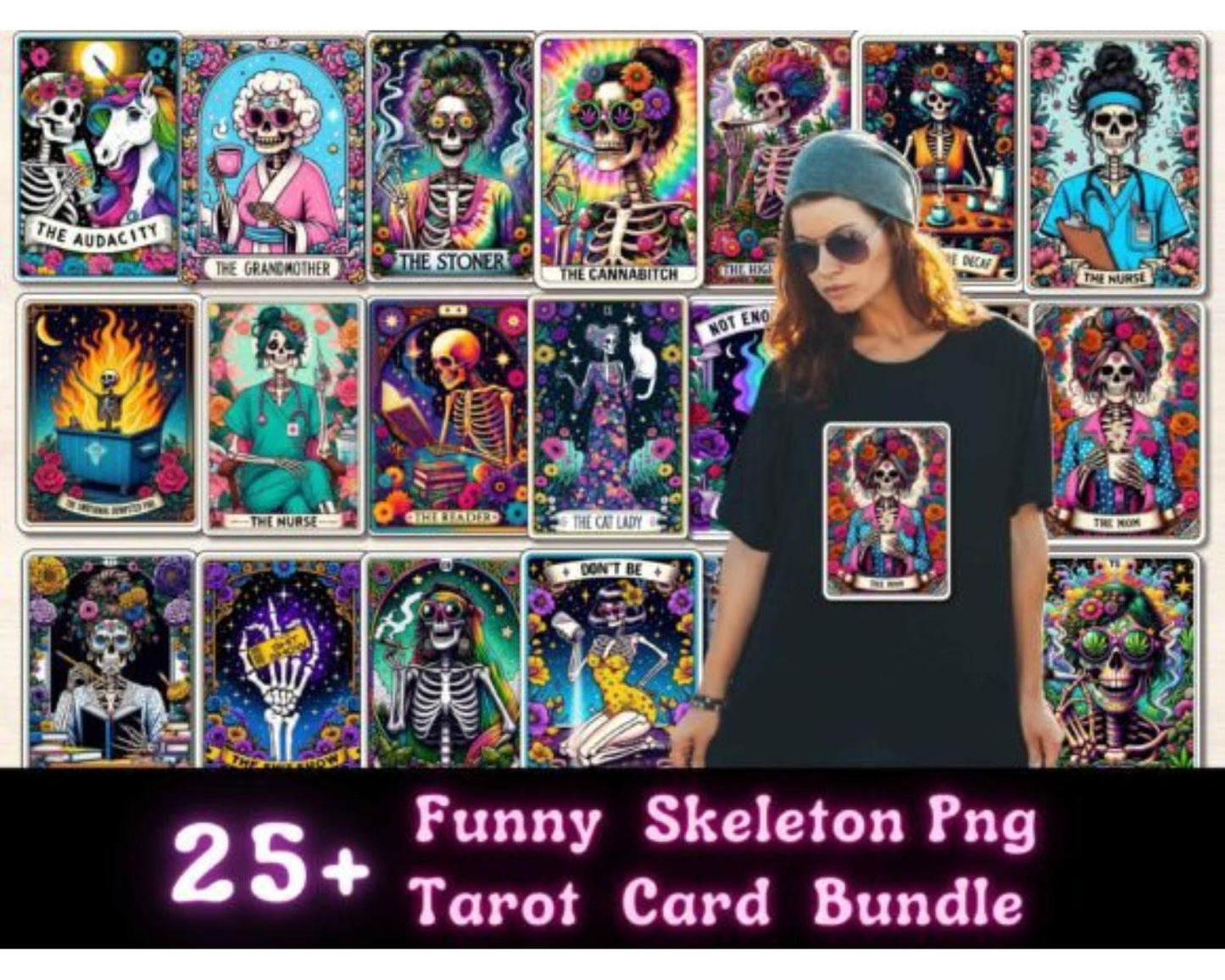 Funny Skeleton Tarot Card Sublimation