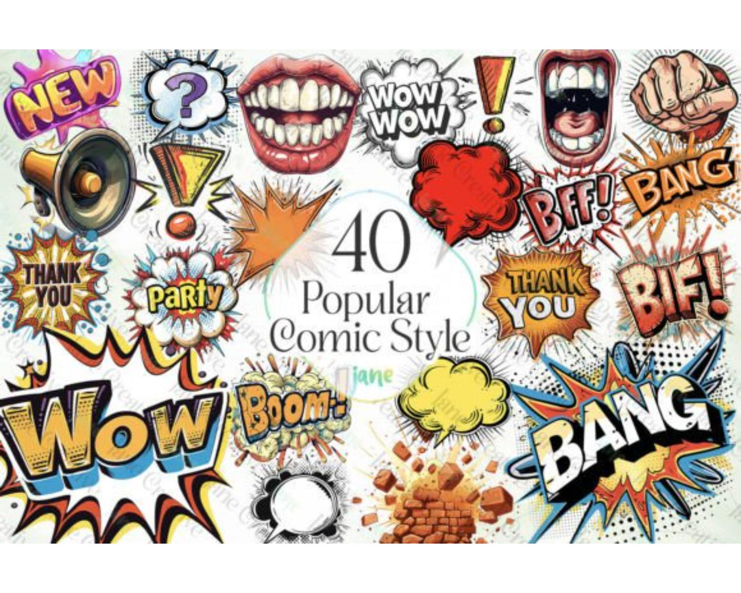 Popular Comic Style Sublimation Clipart