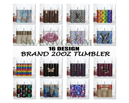 16 Tumbler Design Png, Fashion Logo Tumbler, Logo Tumbler