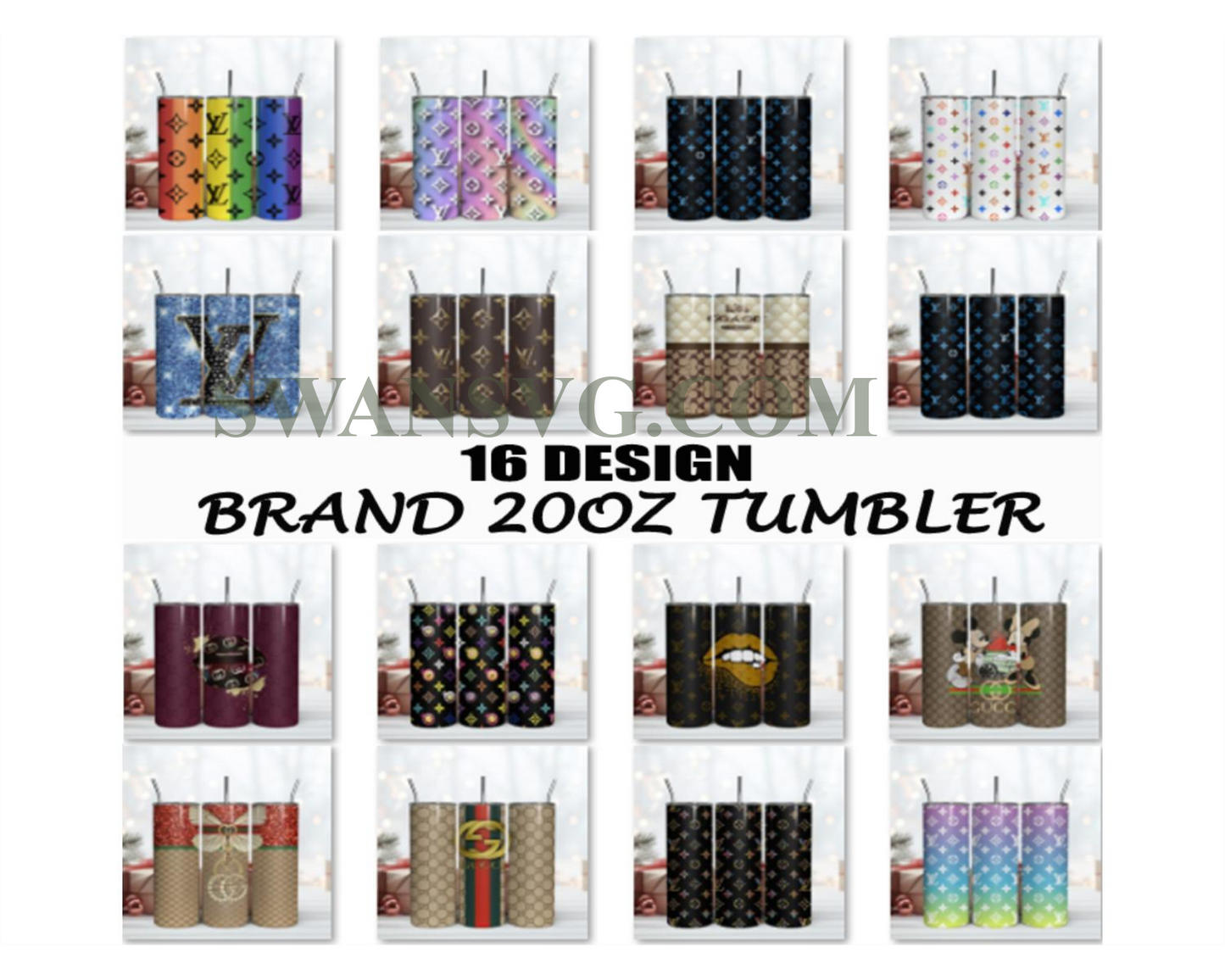 16 Tumbler Design Png, Fashion Logo Tumbler, Logo Tumbler