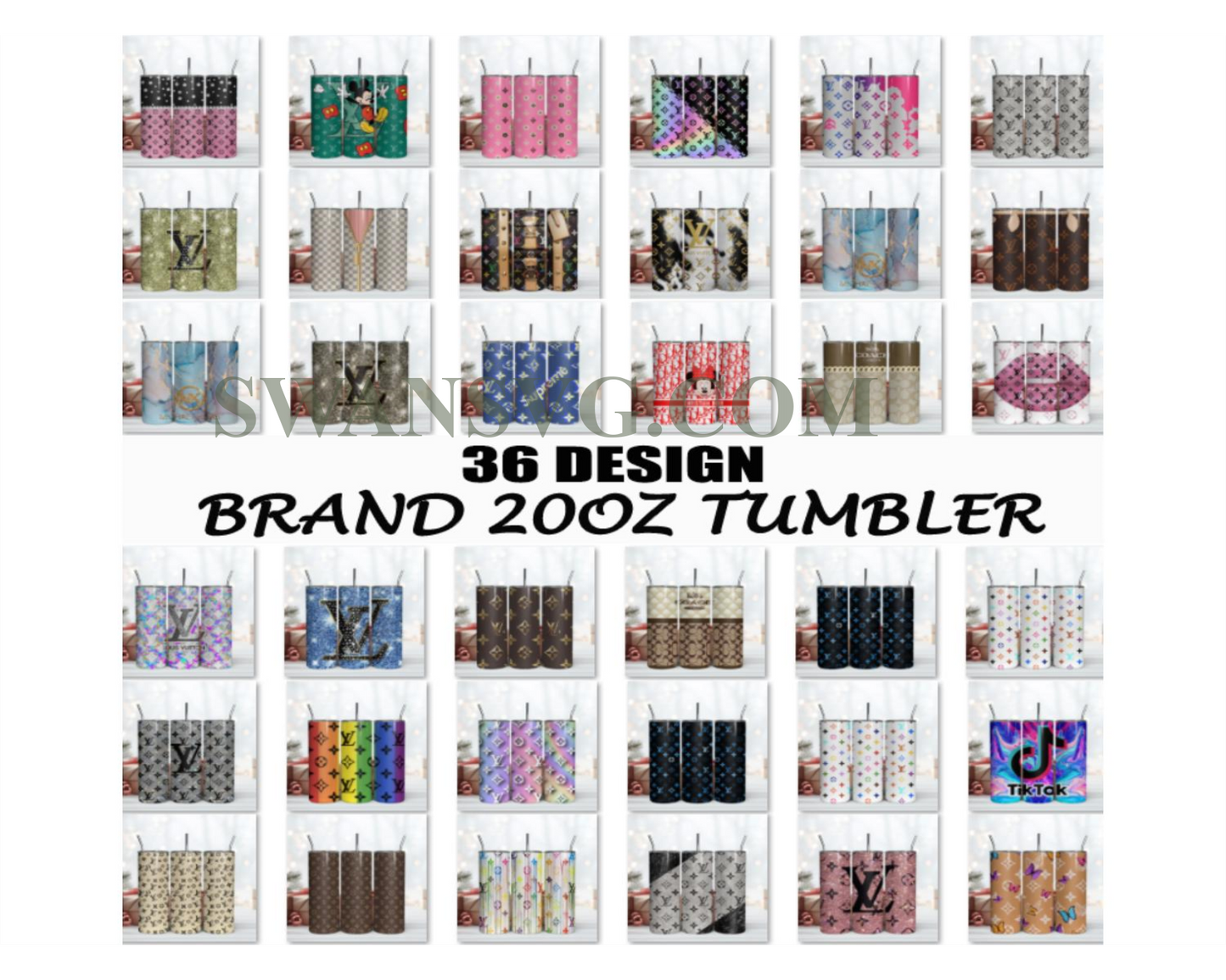 36 Tumbler Design Png, Fashion Logo Tumbler, Logo Tumbler