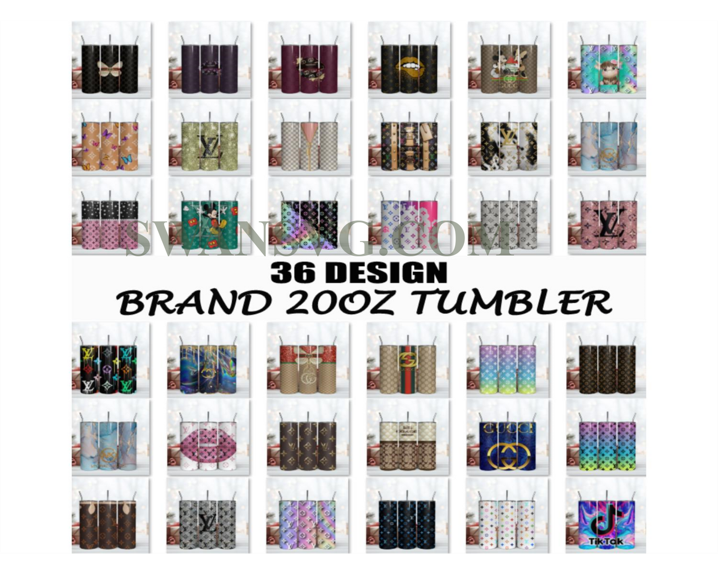 36 Tumbler Design Png, Fashion Logo Tumbler, Logo Tumbler