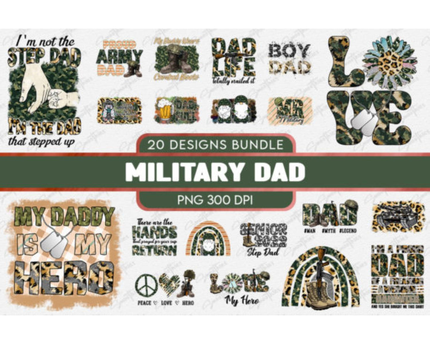 Military Dad PNG Fathers Day Bundle