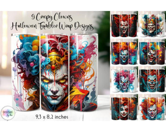 Vintage Clown Face Tumbler Wrap Bundle