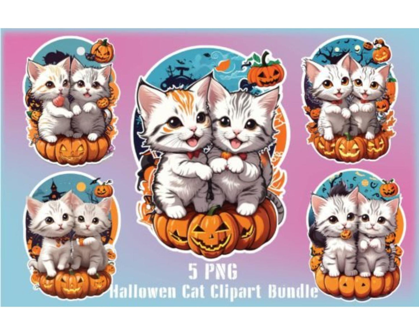 Hallowen Cat Clipart Bundle