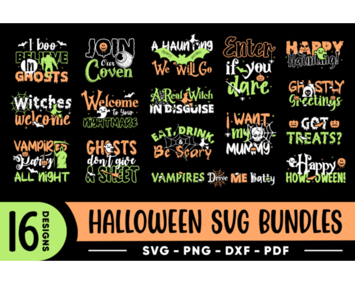 16 DESIGNS HALLOWEN SVG BUNDLES