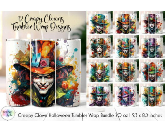 Vintage Halloween Clown Tumblers Bundle