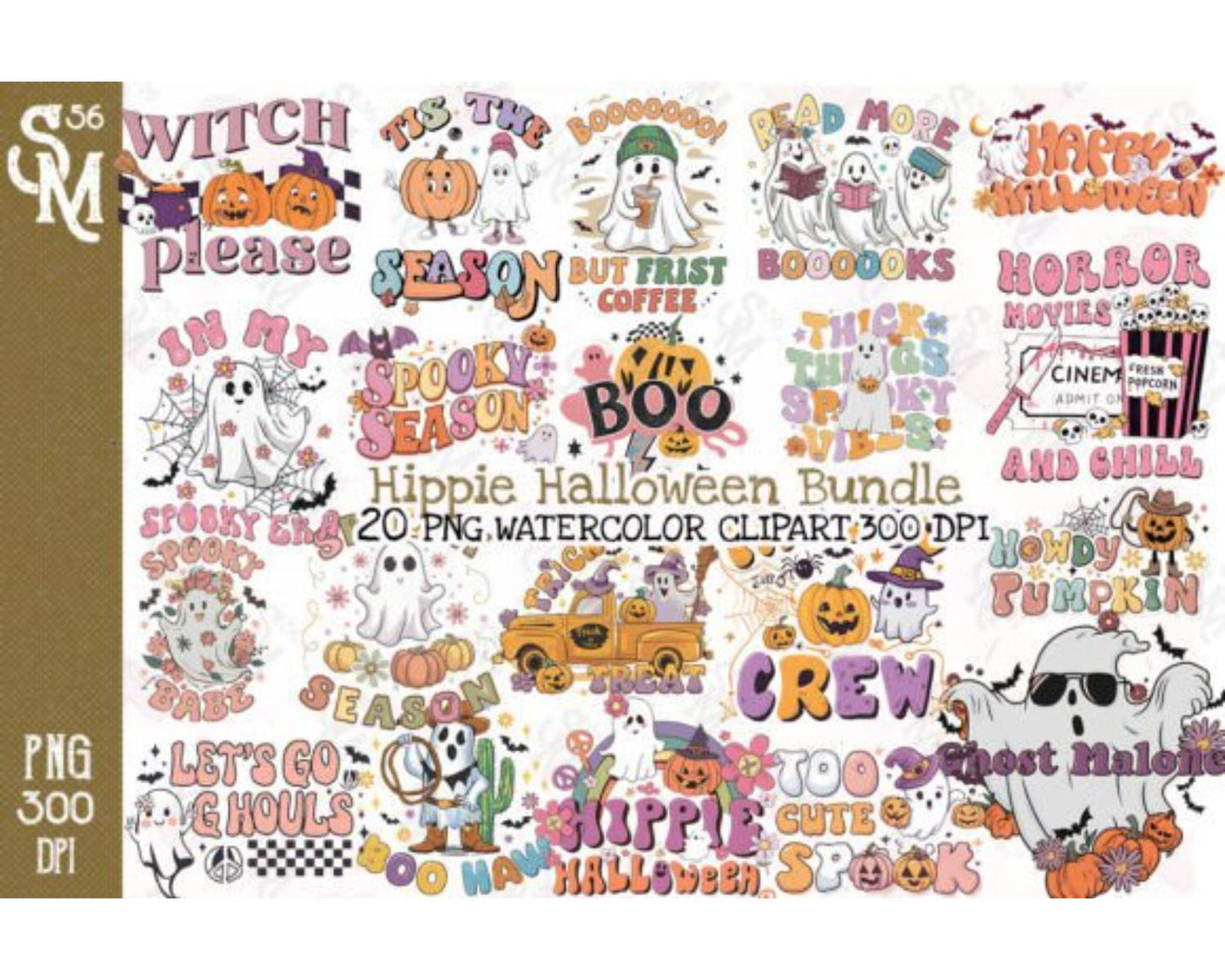 Hippie Halloween Bundle Clipart PNG