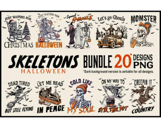 Vintage Skeleton Halloween Bundle Png