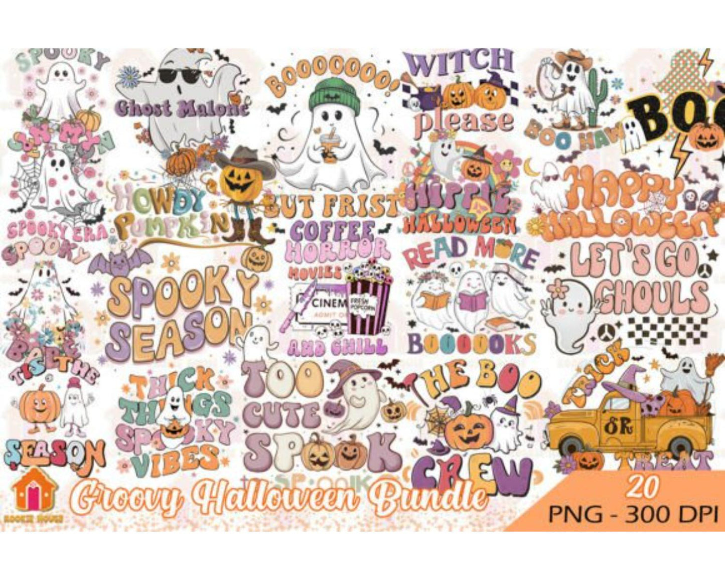 Groovy Halloween Bundle Clipart PNG