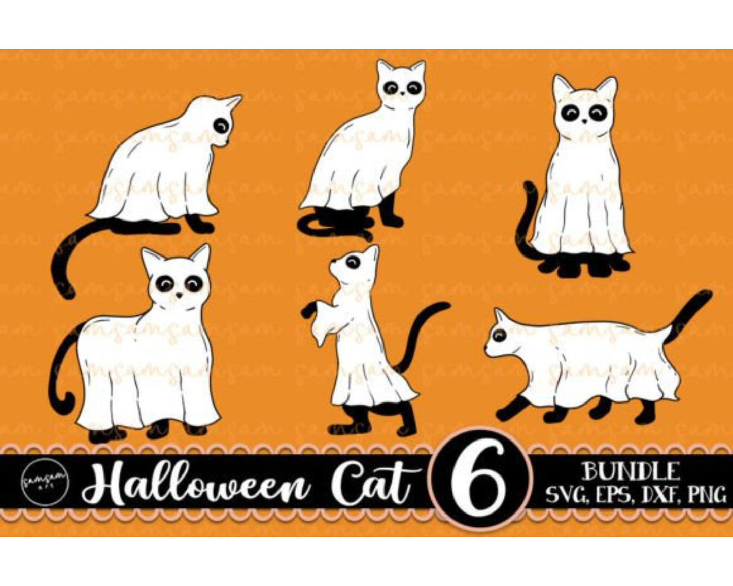 Ghost Cat Halloween Bundle SVG