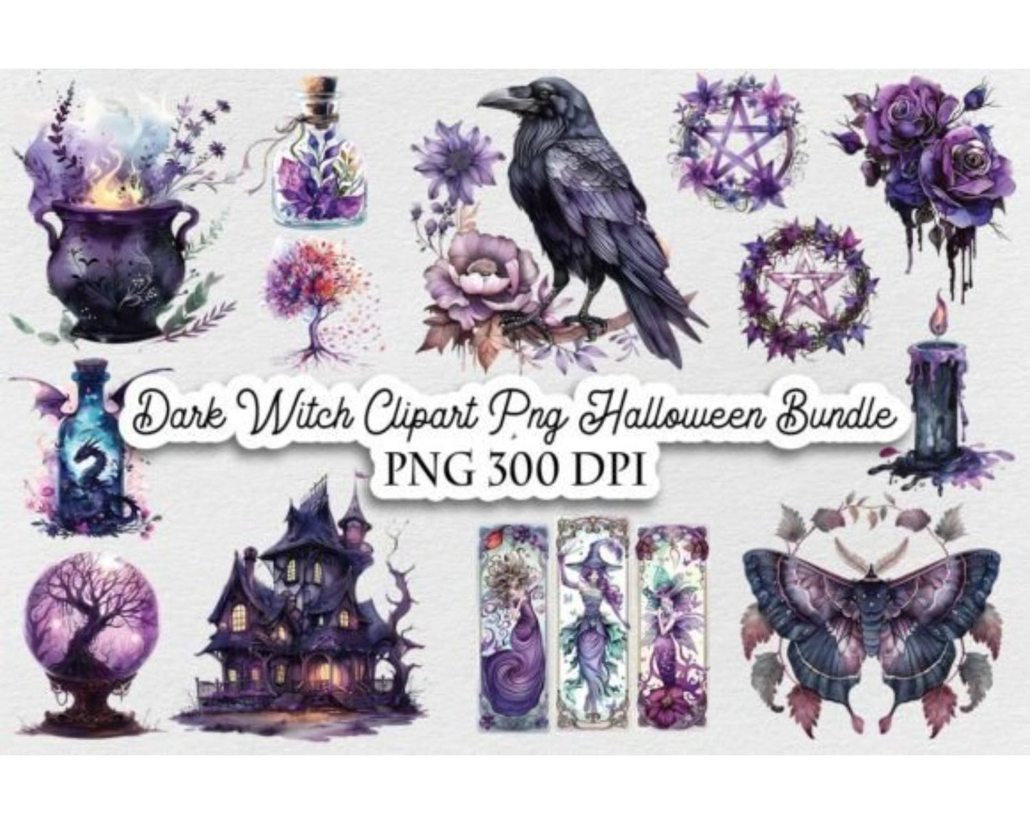 Duck Witch Clipart PNG Halloween Bundle