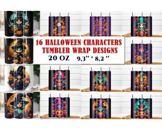 Halloween Tumbler Wrap, Cartoon Hallowen