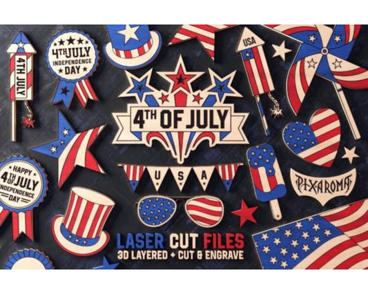 4th of July Bundle, Laser Cut Files