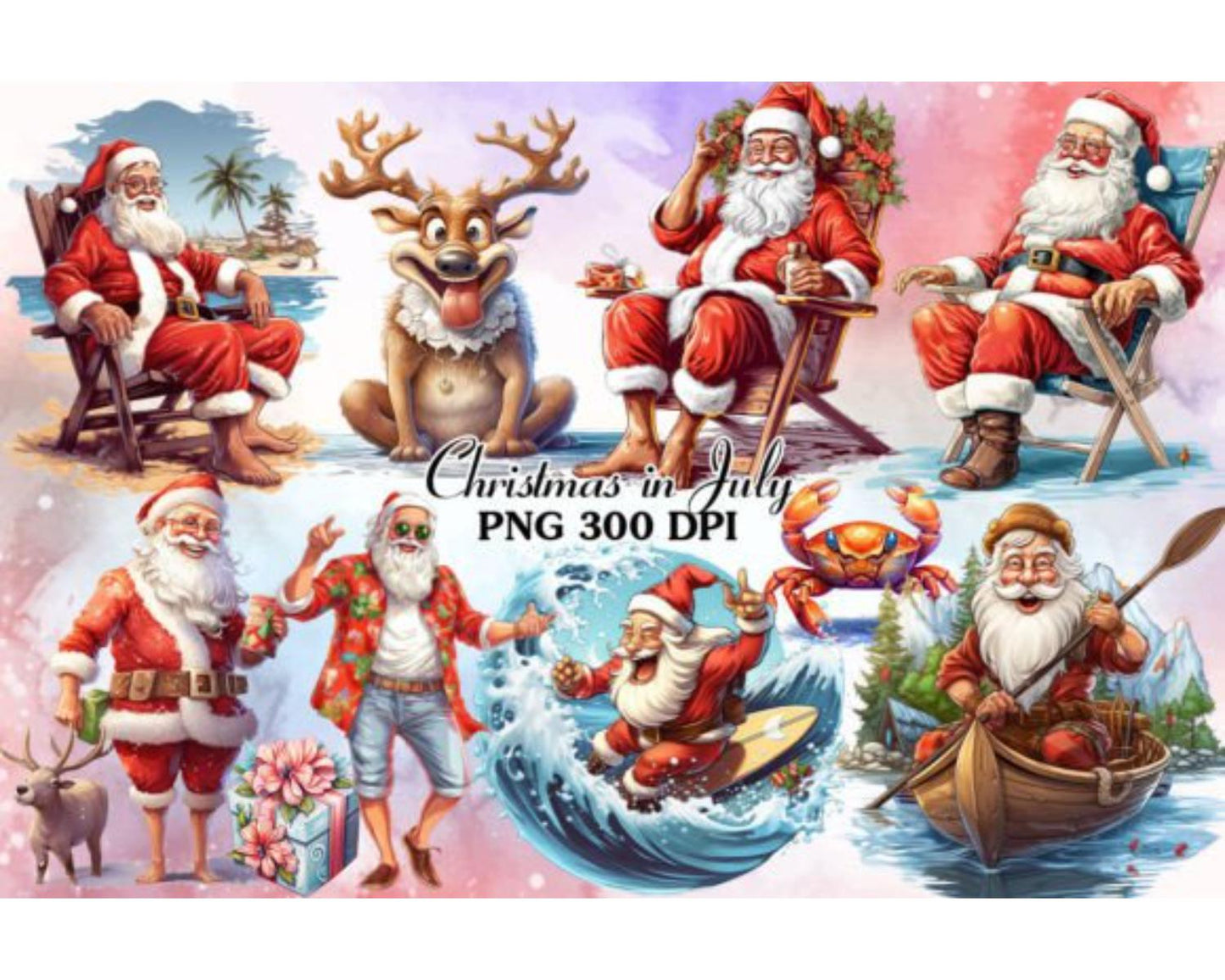 Funny Santa Claus for 4th of July Bundle