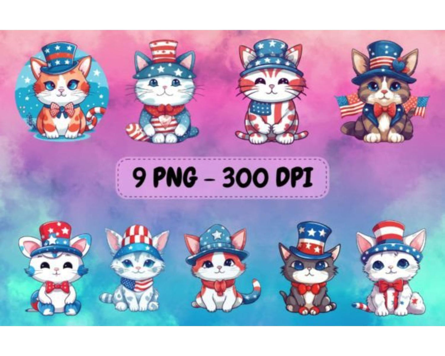 Cute Cat in 4th of July Bundle