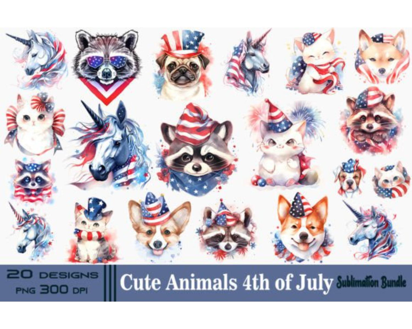 Cute Animals 4th of July Bundle